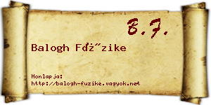 Balogh Füzike névjegykártya